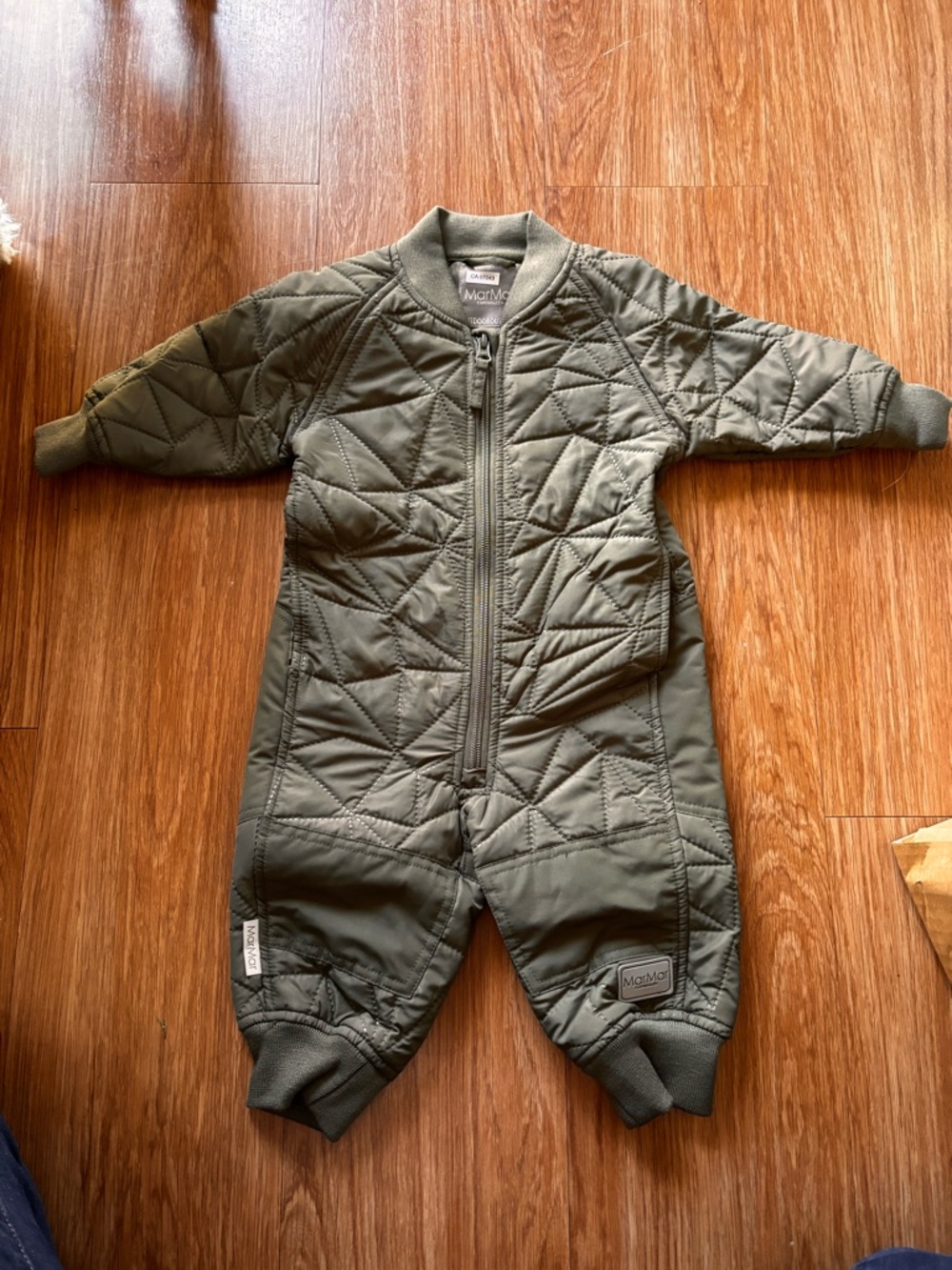 Mar Mar Olive Quilted Zip-Front Baby Footie